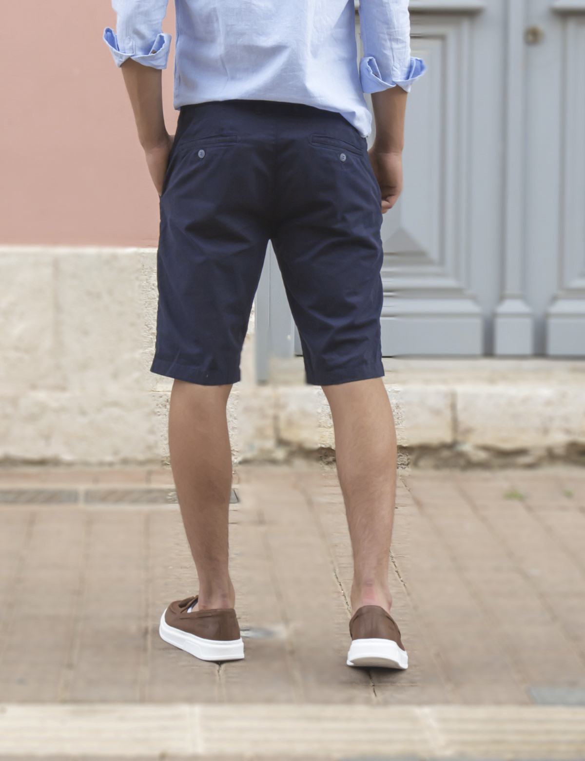 Ανδρική μπλε chinos υφασμάτινη βερμούδα 210312L φωτογραφία